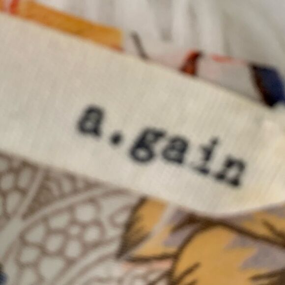 a.gain Tangerine Orange & Cream Floral Open Back Tank Top Size Medium - Picture 11 of 12